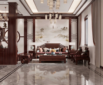New Chinese Style A Living Room-ID:203012946