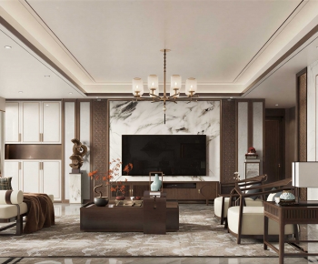 New Chinese Style A Living Room-ID:706601116