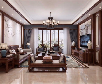 New Chinese Style A Living Room-ID:484707123