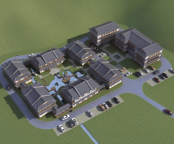 New Chinese Style Architectural Bird's-eye View Planning-ID:100889257