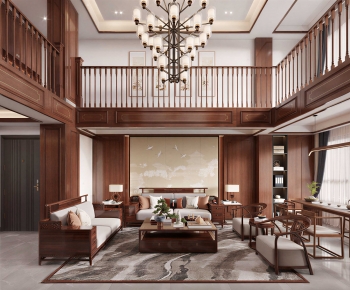 New Chinese Style A Living Room-ID:309636127