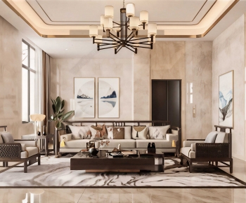 New Chinese Style A Living Room-ID:524986984