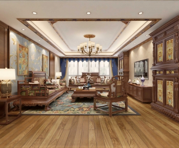 Chinese Style A Living Room-ID:629046921