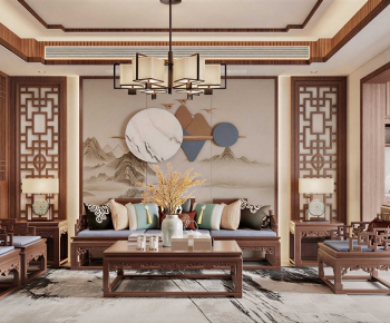 New Chinese Style A Living Room-ID:100429145