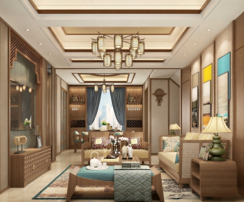 New Chinese Style A Living Room-ID:990201003