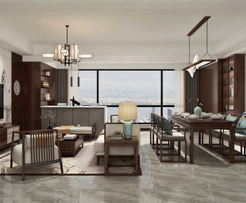 New Chinese Style A Living Room-ID:216665981
