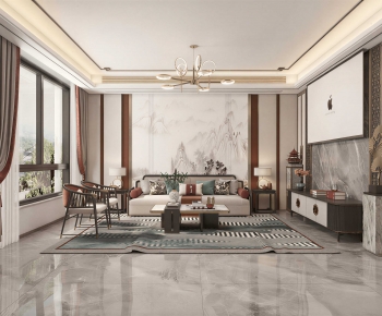 New Chinese Style A Living Room-ID:572462084