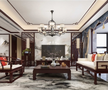 New Chinese Style A Living Room-ID:963784938