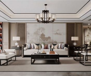 New Chinese Style A Living Room-ID:925165894