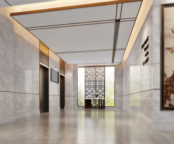 New Chinese Style Office Elevator Hall-ID:878434903