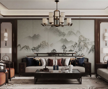 New Chinese Style A Living Room-ID:207839973
