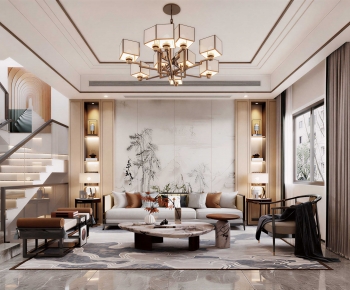 New Chinese Style A Living Room-ID:506396063