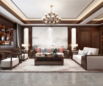 New Chinese Style A Living Room-ID:534075024