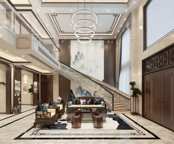 New Chinese Style A Living Room-ID:931735995