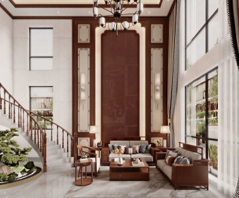 New Chinese Style A Living Room-ID:448954114