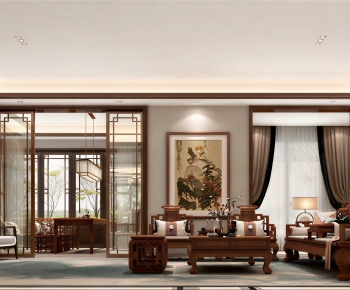 New Chinese Style A Living Room-ID:541529898