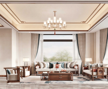 New Chinese Style A Living Room-ID:702941892