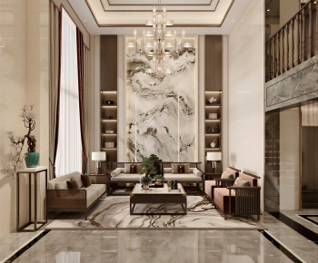New Chinese Style A Living Room-ID:483676912