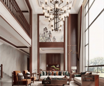New Chinese Style A Living Room-ID:109179973
