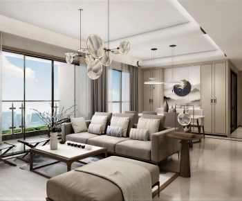 New Chinese Style A Living Room-ID:852005967