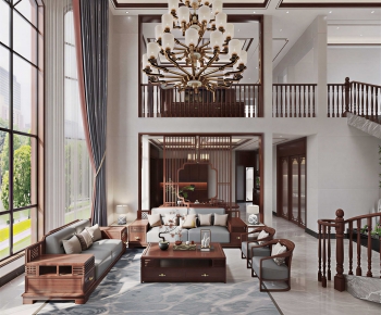 New Chinese Style A Living Room-ID:338459079
