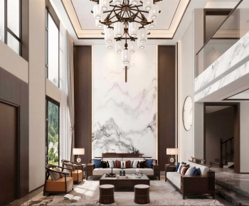 New Chinese Style A Living Room-ID:612448939