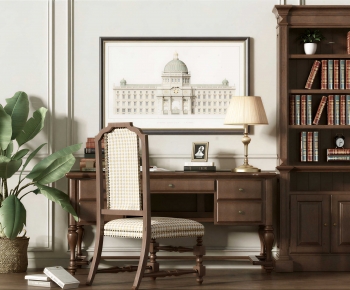 American Style Computer Desk And Chair-ID:321353914
