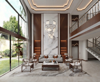 New Chinese Style A Living Room-ID:606551282