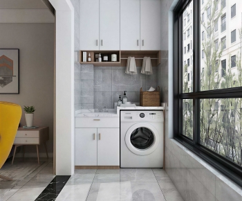 Modern Balcony Laundry Room-ID:661344054