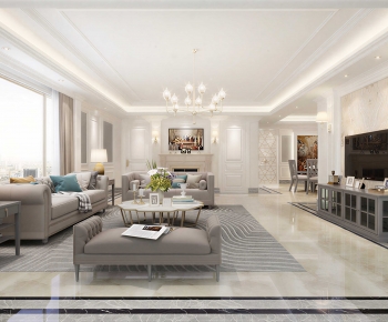 Simple European Style A Living Room-ID:624475968
