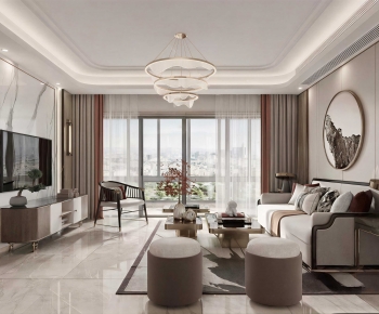 New Chinese Style A Living Room-ID:476907012