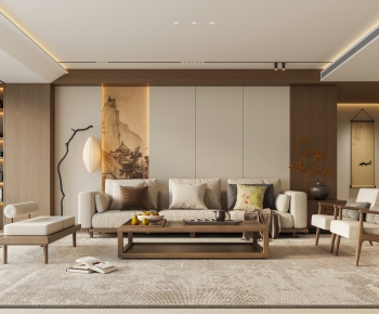 New Chinese Style A Living Room-ID:345952998