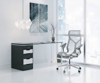 Modern Office Desk And Chair-ID:401973016
