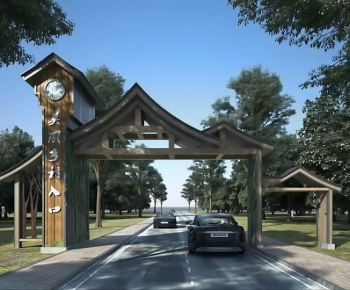 New Chinese Style Facade Element-ID:145896917