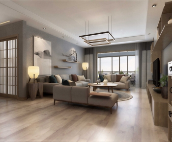 New Chinese Style A Living Room-ID:661874067
