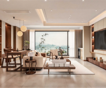 New Chinese Style A Living Room-ID:578644041