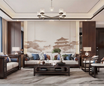 New Chinese Style A Living Room-ID:923038019