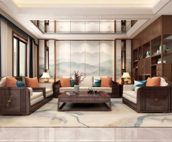 New Chinese Style A Living Room-ID:914395096