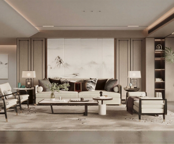 New Chinese Style A Living Room-ID:589004048