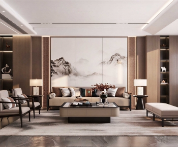 New Chinese Style A Living Room-ID:126900914