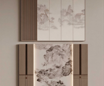 New Chinese Style TV Wall-ID:734967956