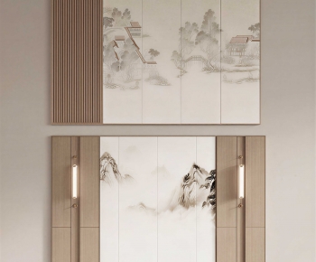 New Chinese Style TV Wall-ID:999351983