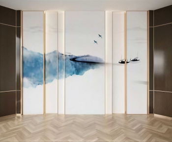 New Chinese Style TV Wall-ID:515399934