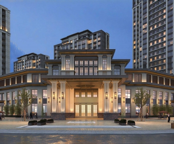 Simple European Style Appearance Of Commercial Building-ID:786700962