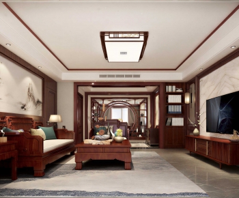 New Chinese Style A Living Room-ID:473029633