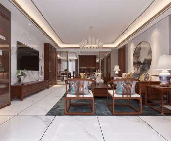 New Chinese Style A Living Room-ID:317473894