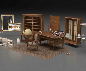 European Style Computer Desk And Chair-ID:552598003