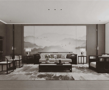 New Chinese Style A Living Room-ID:525079977