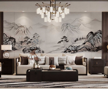 New Chinese Style A Living Room-ID:514024979