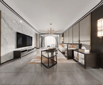 New Chinese Style A Living Room-ID:218439105